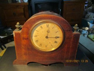 Rare Antique Art Deco Swiss Made Wooden Mantle Clock Fhf Snowflake Makers Mark