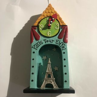 Allen Designs Paris Tour Eiffel Tower Hand Painted Clock,  Rare