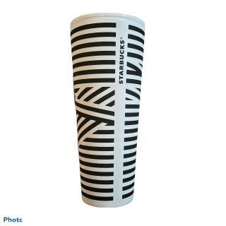 Starbucks Black & White Zebra Stripe Matte Venti Cold Cup/tumbler 24oz Rare