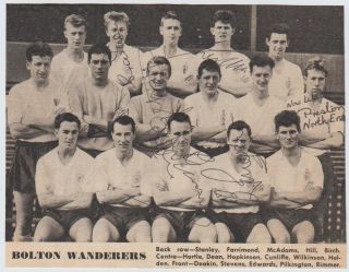 BOLTON WANDERERS 1962 - 1963 TEAM GROUP RARE HAND SIGNED X 5 SIGNATURES 2
