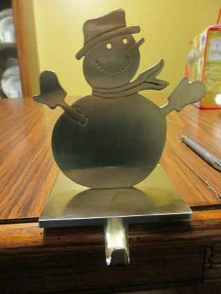 Eddie Bauer Brushed Stainless Steel Snowman Christmas Stocking Holder Heavy Rare