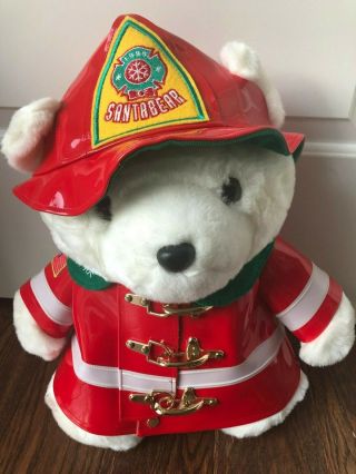 Rare 1996 Dayton Hudson Fire Safety Fireman Christmas Santa Bear,  Bag