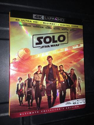 Solo: A Star Wars Story (4k Ultra Hd,  Blu - Ray,  3 - Disc Set) W/rare Oop Slipcover