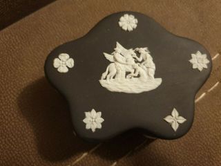 Rare Wedgwood Black Jasperware Vintage Star Shaped Trinket Box