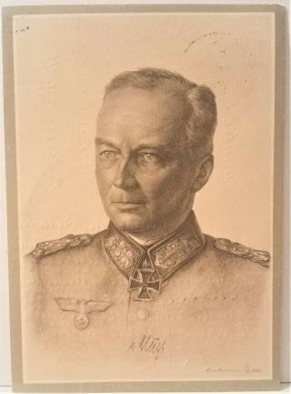 Wwii Postcard Of Hero German Soldier / Generalfeldmarschall Von Kluge / Rare Pc