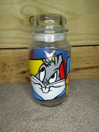 1994 Warner Brothers Looney Tunes Bugs Bunny Glass Cookie Jar Rare