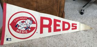Vintage 1970’s Cincinnati Reds Pennant Flag Rare Baseball History Memorabilia