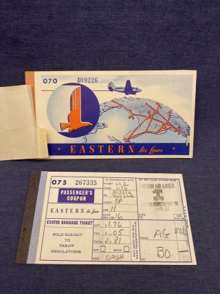 Vintage 1948 Eastern Air Lines Ticket Stub And Booklet Receipt Atlanta Ga Rare