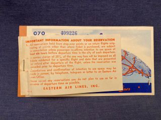 Vintage 1948 EASTERN AIR LINES Ticket Stub and Booklet Receipt Atlanta GA RARE 3