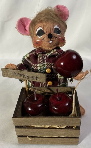 Rare Annalee Thanksgiving Harvest Apple Picking Mouse " Apples 5 Cents " 6 "