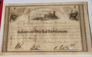 Rare Civil War Era B&o Rr Stock Cert,  Signed By John W Garrett,  Get One