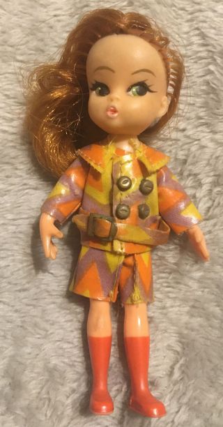 Rare Vintage 1967 Hasbro Dolly Darlings Slick Mod/rain Girl Doll