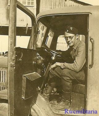 Rare German Elite Kraftfahrkorps Motorsturm Soldier In Lkw Truck Cab