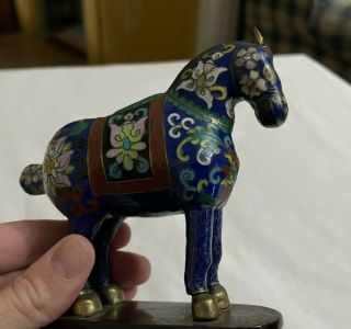Rare Vintage 5 " Cloisonne Horse Figurine Oriental Chinese Enamel Tibet Statue Nr
