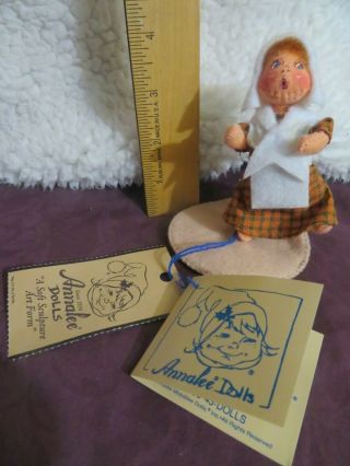 Rare Only One On Ebay Vintage Annalee Thanksgiving 3 " Pilgrim Girl Doll Nr