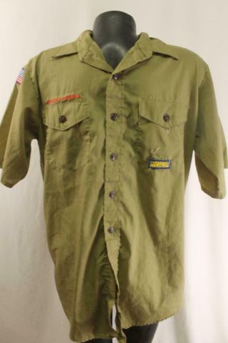 Vintage Official Bsa Boy Scouts Of America Mens Medium Olive Green Vtg Rare