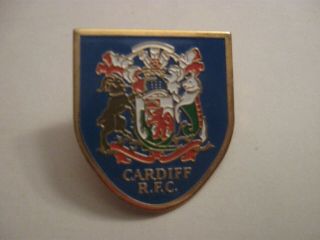 Rare Old Cardiff Rugby Union Football Club Shield Metal Press Pin Badge