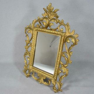 Antique Art Nouveau Or Rococo Gilt Picture Frame W/ Mirror - Cast Bronze Or Iron