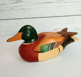 Vintage Wooden Duck Decoy,  Hand Carved & Painted Mallard Unsigned