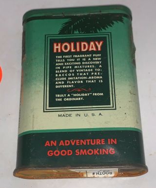 ANTIQUE HOLIDAY PIPE CIGARETTE TOBACCO TIN LITHO VERTICAL POCKET CAN 2