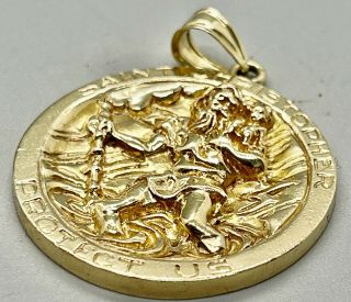 Rare Vintage Tiffany 3 D 14k Yellow Gold St Christopher Medal Pendant 22 Grams