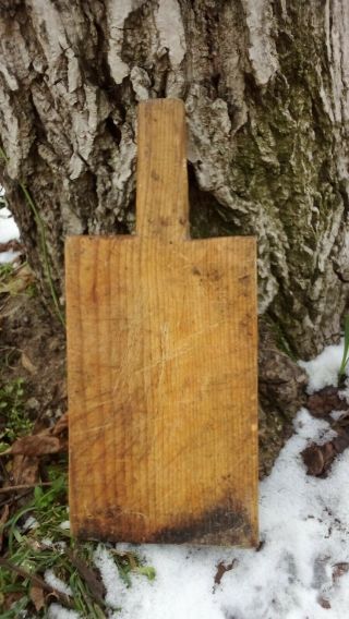 Antique Primitive Old Wooden Wood Bread Cutting Board Plate 19th