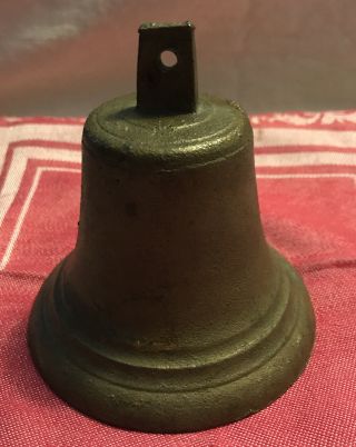 Antique Cast Bronze (or Brass ?) Bell W/cast Iron Clapper.  Tone