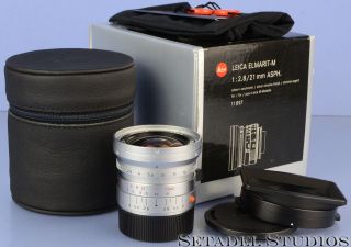 Leica 11897 21mm Elmarit - M F2.  8 Asph Silver Chrome M Lens,  Box,  Shade Rare