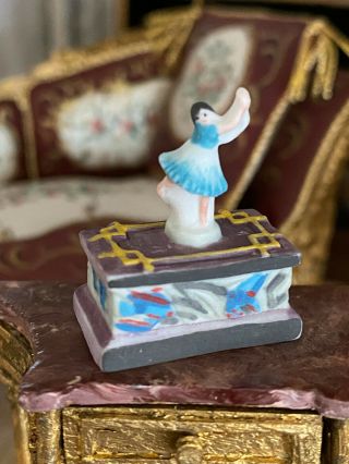 Vintage Miniature Dollhouse 1:12 Artisan French Porcelain Ballerina Music Box