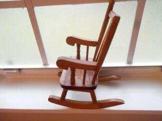 Small Wooden Doll Rocking Chair Toy Furniture Display Country Brown 3