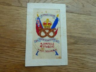 Ww1 Rare 1st South Staffs Silk Postcard 1915 Battles Ypres Loos