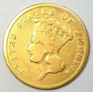 1860 - S Indian Three Dollar Gold Coin ($3) - VF Details - Rare Date Coin 3