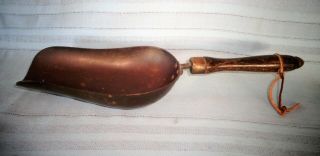 Antique Brass And Wood Scoop: Country Store,  Grains,  Sugar,  Coffee