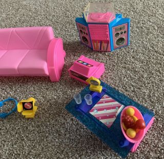Vintage 1980s Barbie And The Rockers Living Room Furniture Couch Chair Stereo 2