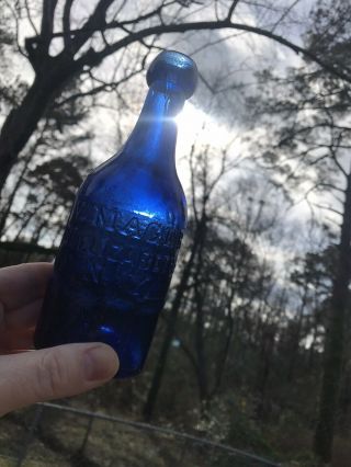 Rare Iron Pontiled Cobalt Blue V.  Mager Superior Mineral Water Soda Blob Bottle