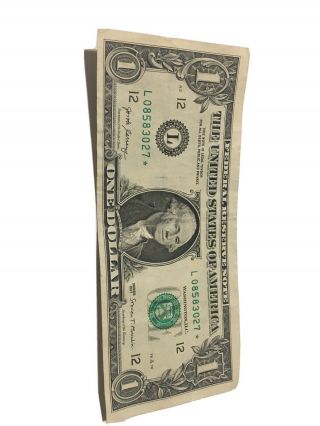 Rare L Series Star Note 1$dollar Bill.  Series 2017 L08583027