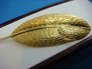 AUTHENTIC TIFFANY & Co.  RARE LARGE 18K YELLOW GOLD LEAF BROOCH 9.  7 GRAMS 4