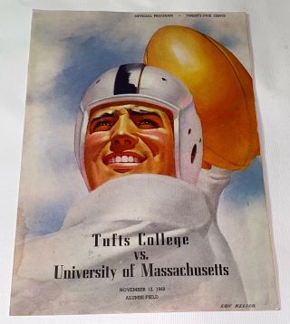 Rare Antique American Tufts Vs.  Umass Football Sports College Program 1949 Us