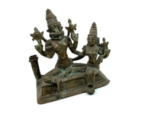 Antique Narasimha with Consort Lakshmi Hindu Deities 19th Century Rare Casting 2