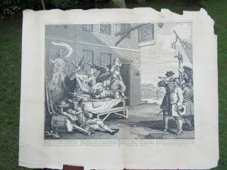 William Hogarth Plate 2 The Invasion John The Soldier Jack The Tar Early 1800`s