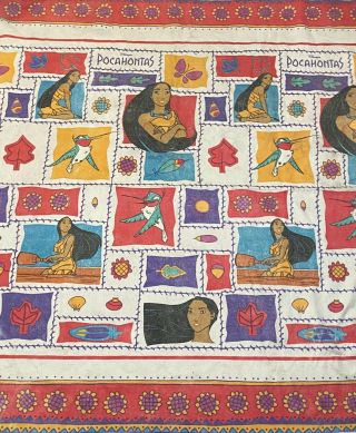 Vintage Disney Pocahontas Fashion Tapestry Fleece 7’x6’ Twin Rare Full Blanket