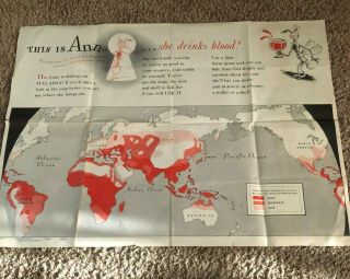 Rare Dr.  Seuss Ww2 Wwii 1943 Newsmap This Is Ann She Drinks Blood