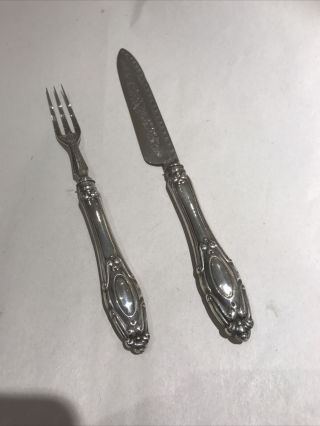 Antique Hallmarked Silver Knife And Fork Set