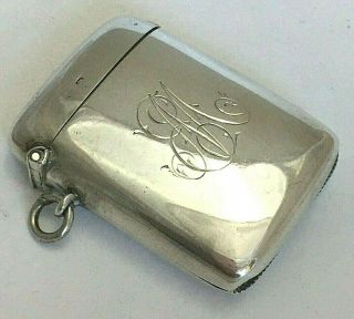 Antique Mappin & Webb Sterling Silver Match Safe Vesta Case 1907
