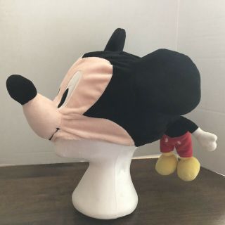 Rare Disney Parks Mickey Mouse Plush Hat Face In Front Body In Back Adult One Sz
