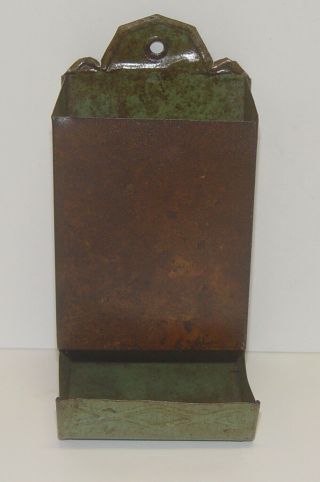 Vintage Kitchen Match Holder Wall Matchbox Dispenser Antique Tin Metal Safe Box