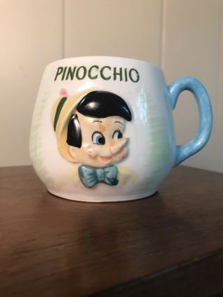 1950s Rare Pinocchio Mug Walt Disney Productions Coffee Cup Enesco 3d Vintage