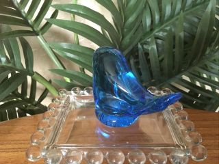 Rare Leo Ward Signed Bluebird of Happiness Glass Bird Paperweight Figurine 2