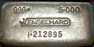 Rare 5 Ounce Engelhard Silver Bar,  6th Series