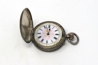 Antique Victorian Solid Silver Full Hunter Ladies Top Wind Fob Pocket Watch 35g